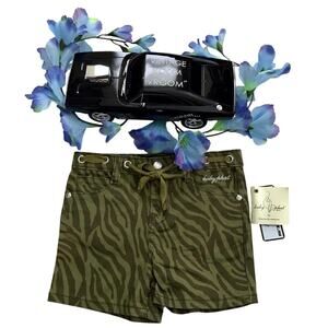 Baby Phat NWT Zebra Green Denim Shorts Girls 6